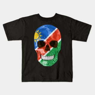 Namibia Flag Skull - Gift for Namibian With Roots From Namibia Kids T-Shirt